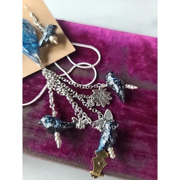 925 Multicolored Bird Themed Polymer Clay Jewelry Set, NEW - Picture 5 of 10